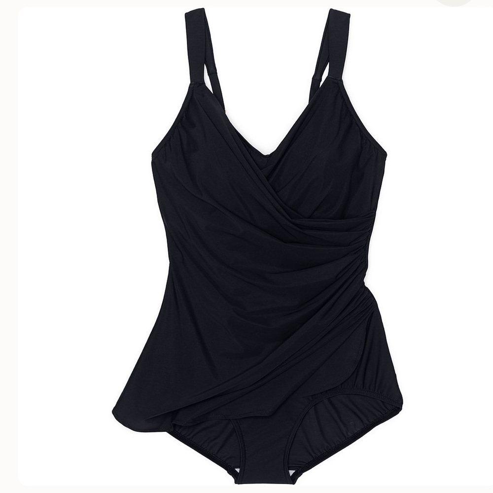 Lands end slender tummy control skirted black  swimsuit - Picture 3 of 6
